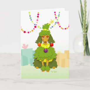 Funny Christmas Tree Poodle Holiday Card