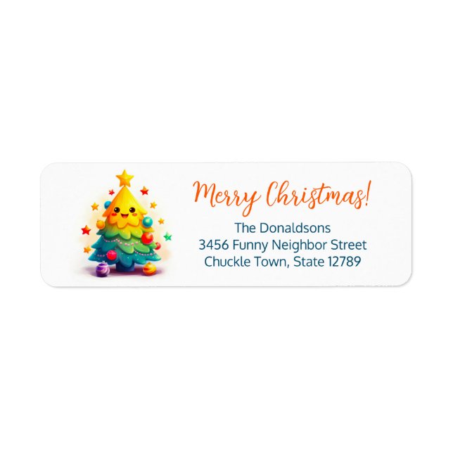 Funny Christmas Tree Return Address Labels (Front)
