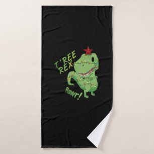 funny christmas tree rex bath towel