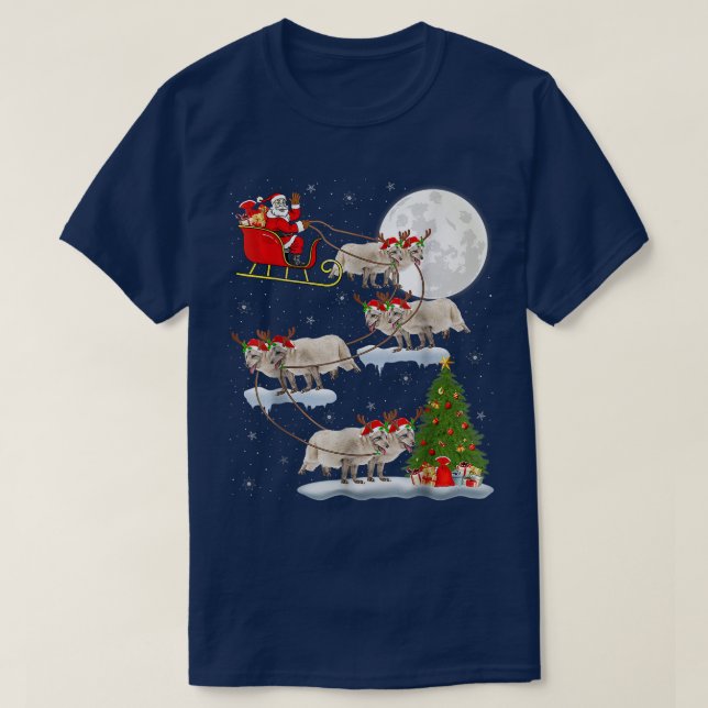 Funny Christmas Tree Santa Riding Arctic Fo Christ T-Shirt (Design Front)