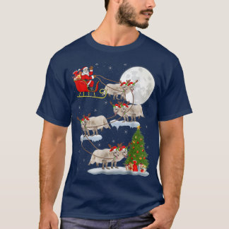 Funny Christmas Tree Santa Riding Arctic Fo Christ T-Shirt