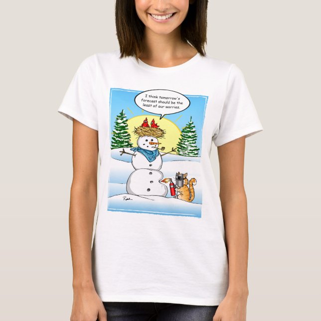 Funny Christmas Tshirts | Frosty Snowman Tabby Cat (Front)