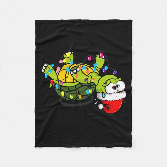 Funny Christmas Turtle It's Fine I'm Fine Everythi Fleece Blanket (Front)