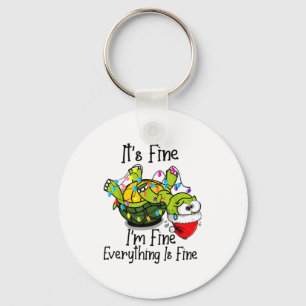 Funny Christmas Turtle It's Fine I'm Fine Everythi Keychain