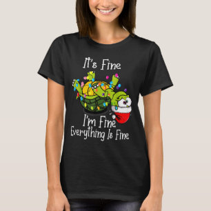 Funny Christmas Turtle It's Fine I'm Fine Everythi T-Shirt