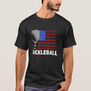 Funny Christmas US Flag Pickleball Paddles Santa H T-Shirt