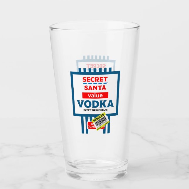 Funny Christmas Vodka Label Glass (Front)