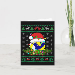 Funny Christmas Volleyball Lights Pajama Xmas Spor Card