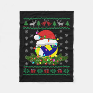 Funny Christmas Volleyball Lights Pajama Xmas Spor Fleece Blanket