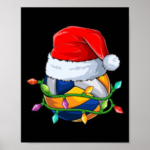 Funny Christmas Volleyball Santa Hat Xmas Boys Men Poster