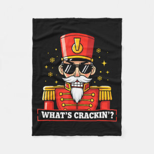 Funny Christmas Whats Crackin Nutcracker Men Kids  Fleece Blanket
