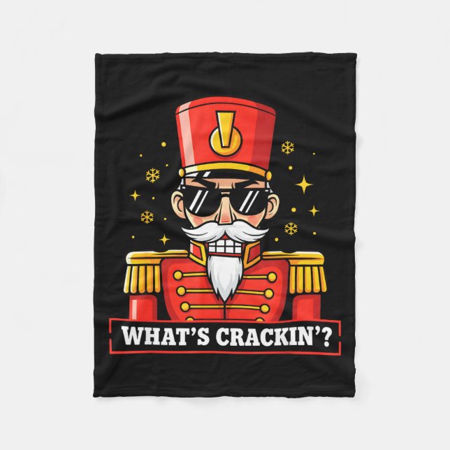 Funny Christmas Whats Crackin Nutcracker Men Kids  Fleece Blanket (Front)