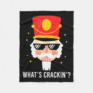 Funny Christmas Whats Crackin Nutcracker Men Kids  Fleece Blanket