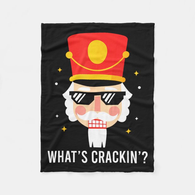 Funny Christmas Whats Crackin Nutcracker Men Kids  Fleece Blanket (Front)