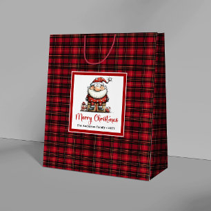 Funny Christmas Whimsy Santa Cartoon Gift Bag Art