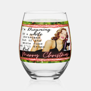 Funny Christmas Wine Glass Retro Best Friend Dream