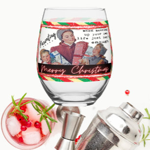 Funny Christmas Wine Glass Retro Best Friend Paren