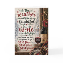 Funny Christmas Wine Let It Flow Holiday Card