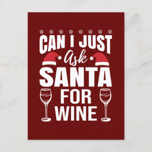 funny Christmas wine lovers Holiday Postcard