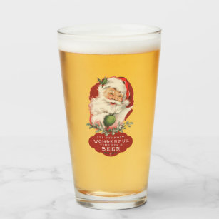 Funny Christmas Wonderful Time for a Beer  Glass