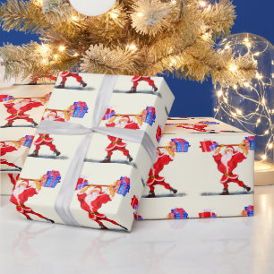 Funny Christmas Wrapping Paper Fitness Santa Claus