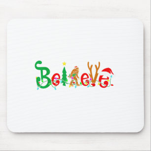 Funny Christmas Xmas Bigfoot Believe Sasquatch In Mouse Pad