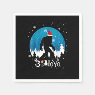 Funny Christmas Xmas Bigfoot Believe Sasquatch In  Napkin