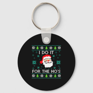 Funny Christmas Xmas Inappropriate Santa I Do It F Keychain