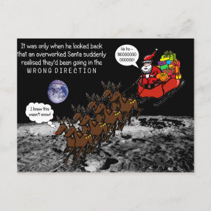 Funny Christmas Xmas Poster Santa Claus Moon Holiday Postcard