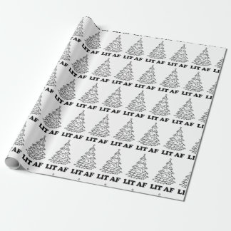 Funny Christmas Xmas tree lit af Wrapping Paper