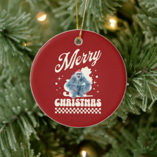 Funny Christmas Yeti Holiday Humour Ceramic Ornament