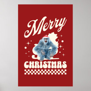 Funny Christmas Yeti Holiday Humour Poster