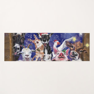 Funny Christmas Yoga Mat Happy Animal Party