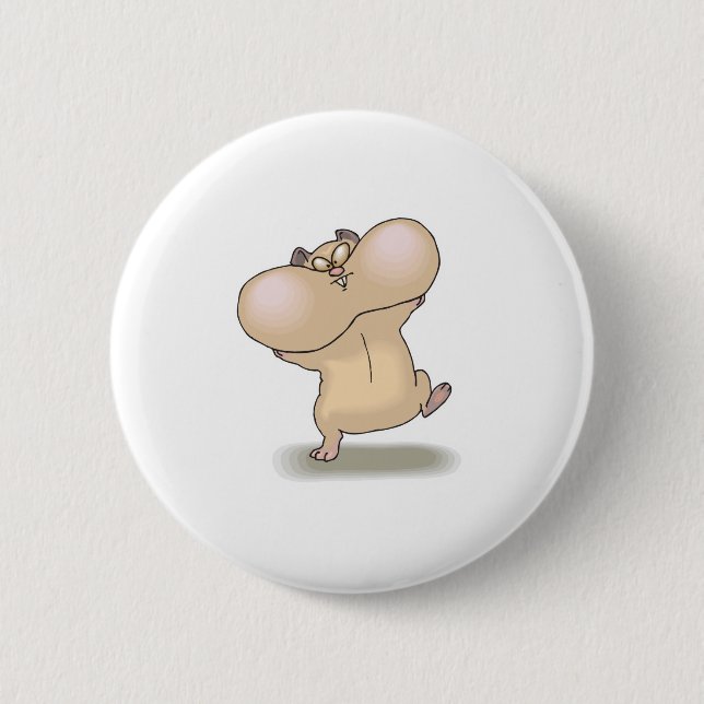 funny chubby cheeks hamster 2 inch round button (Front)