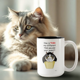 Funny Chubby Tabby Cat Box Two-Tone Coffee Mug