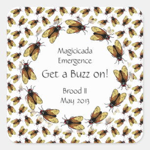 Funny Cicada Get a Buzz on Magicicada Party Square Sticker