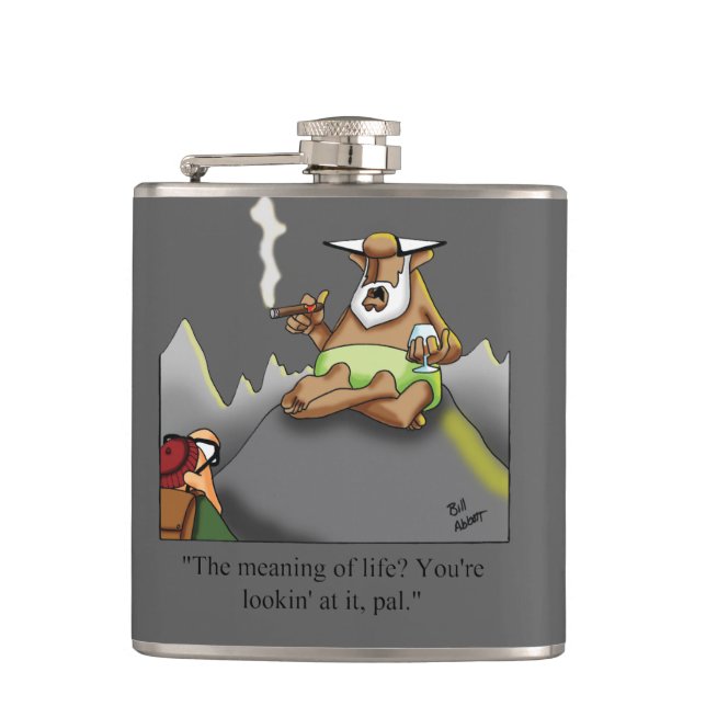 Funny Cigar Humour Flask Gift (Front)