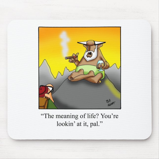 Funny Cigar Wise Man Cartoon Gifts! Mouse Pad (Front)