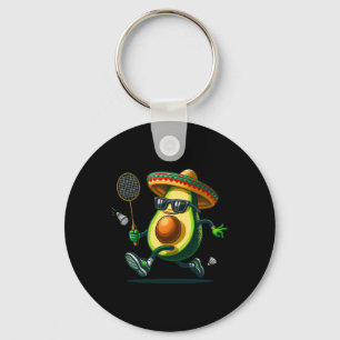 Funny Cinco De Mayo Avocado Showing Dminton Skills Keychain