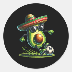 Funny Cinco De Mayo Avocado Showing Soccer Skills Classic Round Sticker