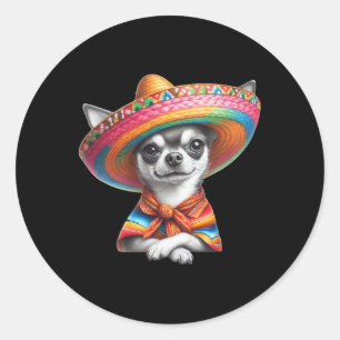 Funny Cinco De Mayo Chihuahua Dog Lover Classic Round Sticker