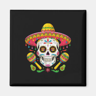 Funny Cinco De Mayo Funny Skull With Sombrero Hat Magnet