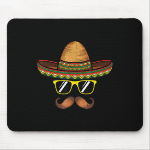 Funny Cinco De Mayo Funny Sombrero Hat With Sungl Mouse Pad