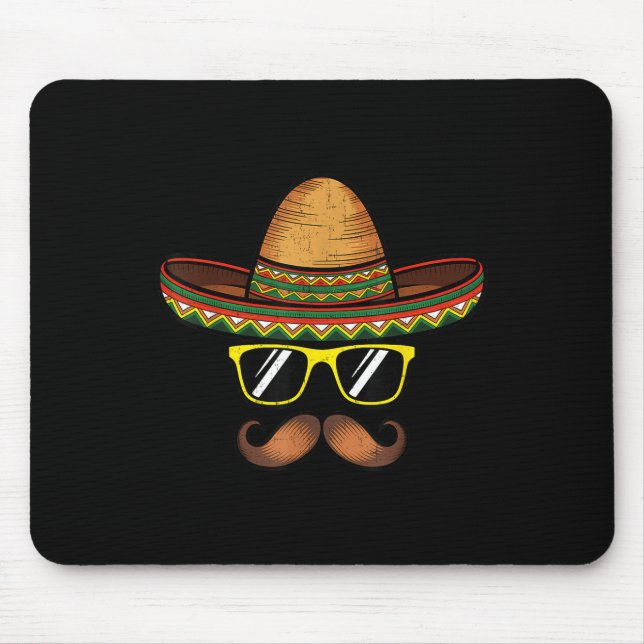 Funny Cinco De Mayo Funny Sombrero Hat With Sungl  Mouse Pad (Front)