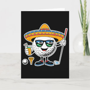 Funny Cinco De Mayo Golf Ball With Sombrero Margar Card