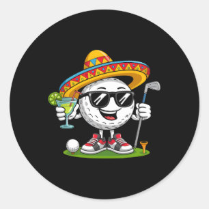 Funny Cinco De Mayo Golf Ball With Sombrero Margar Classic Round Sticker