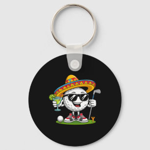 Funny Cinco De Mayo Golf Ball With Sombrero Margar Keychain