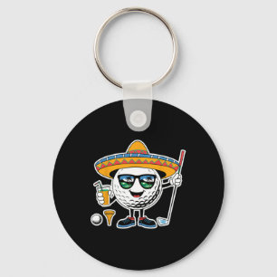 Funny Cinco De Mayo Golf Ball With Sombrero Margar Keychain