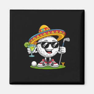 Funny Cinco De Mayo Golf Ball With Sombrero Margar Magnet