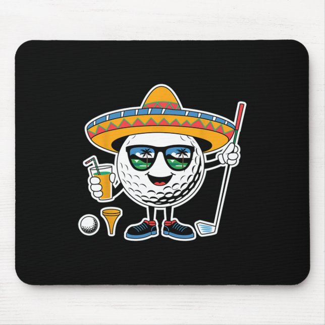 Funny Cinco De Mayo Golf Ball With Sombrero Margar Mouse Pad (Front)